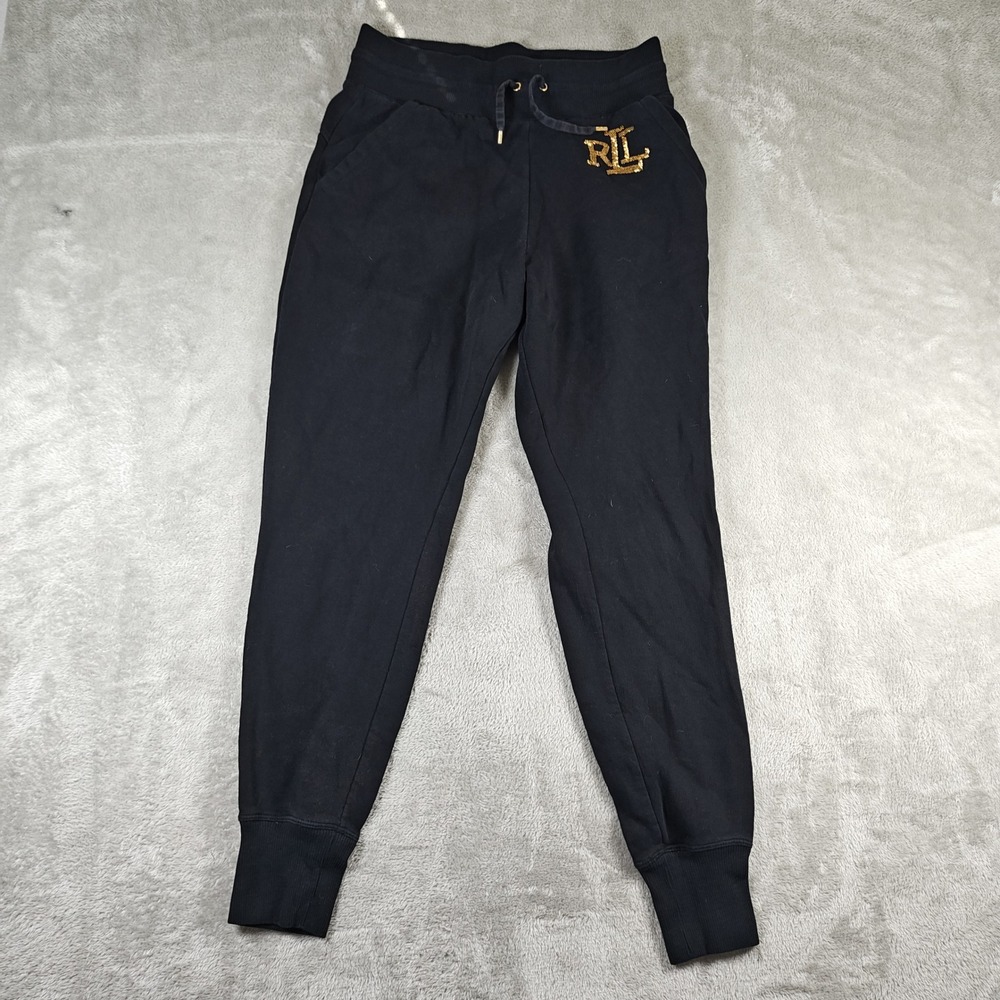 Lauren Ralph Lauren Sweatpants Womens Small Tapered Gold Beaded RLL Logo Jogger